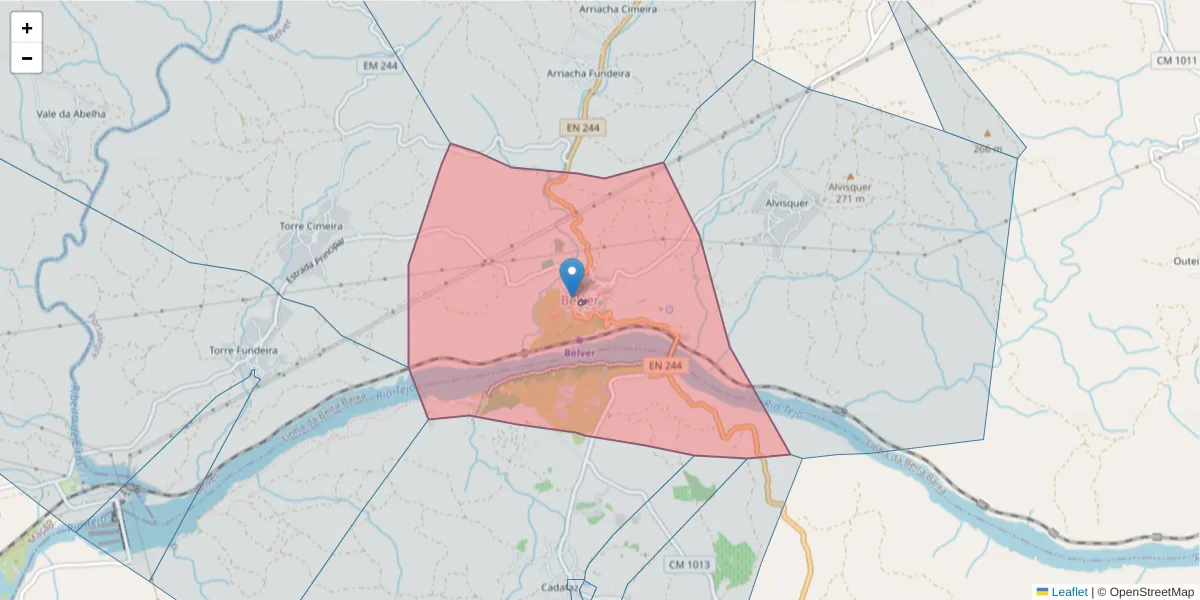 Mapa detalhado do código postal 6040-024 com limites, códigos postais vizinhos e agências dos correios