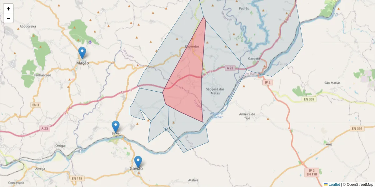 Mapa detalhado do código postal 6040-033 com limites, códigos postais vizinhos e agências dos correios