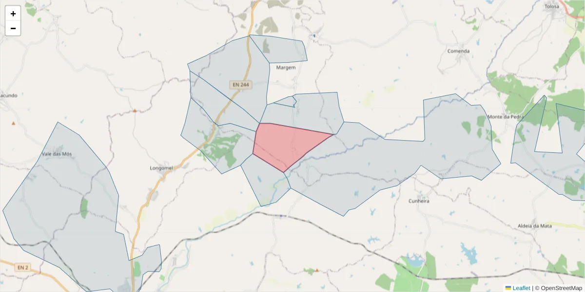 Mapa detalhado do código postal 6040-071 com limites, códigos postais vizinhos e agências dos correios