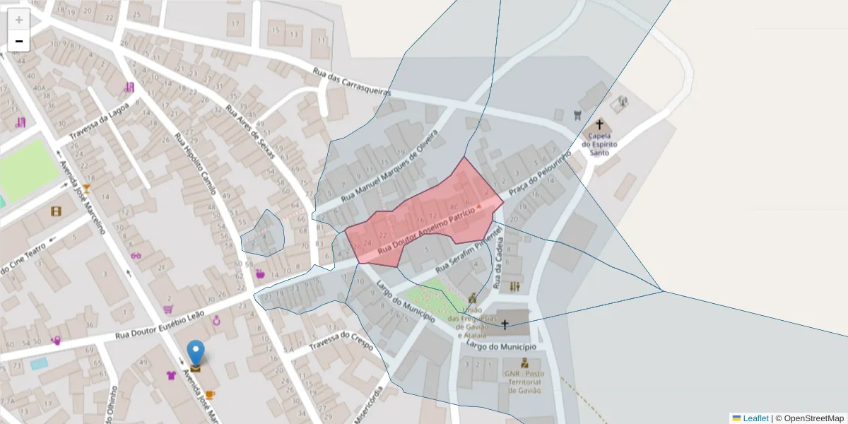 Mapa detalhado do código postal 6040-106 com limites, códigos postais vizinhos e agências dos correios