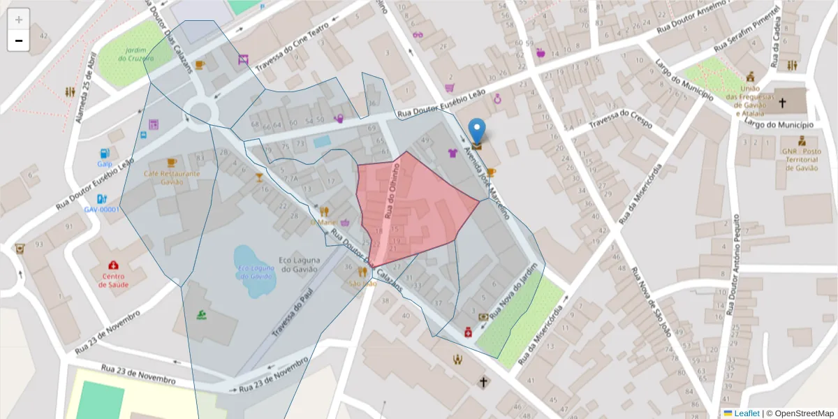 Mapa detalhado do código postal 6040-111 com limites, códigos postais vizinhos e agências dos correios