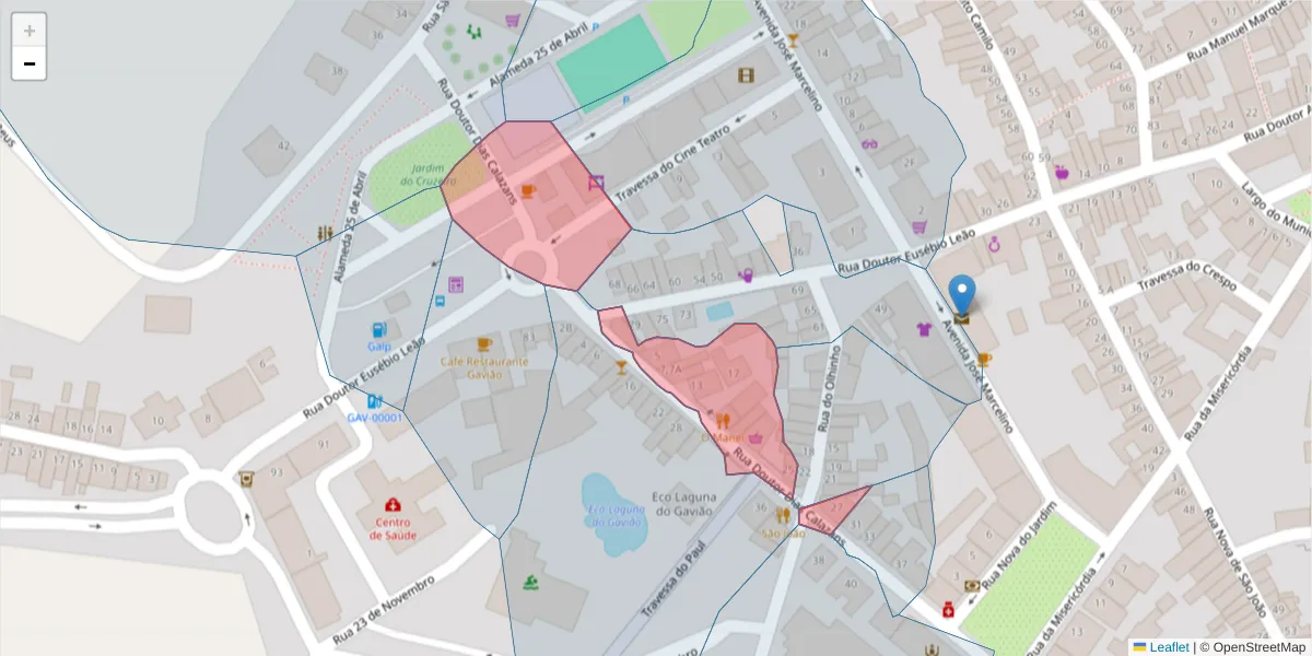 Mapa detalhado do código postal 6040-114 com limites, códigos postais vizinhos e agências dos correios
