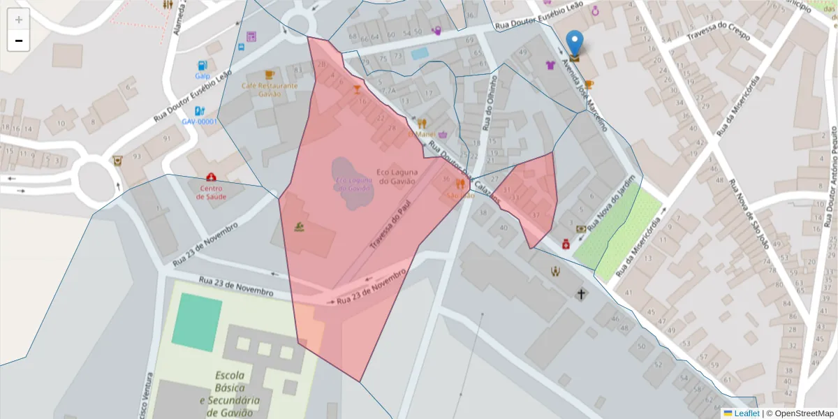 Mapa detalhado do código postal 6040-115 com limites, códigos postais vizinhos e agências dos correios