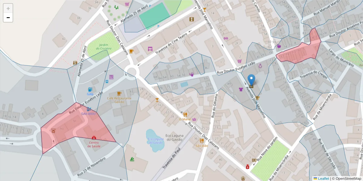 Mapa detalhado do código postal 6040-118 com limites, códigos postais vizinhos e agências dos correios