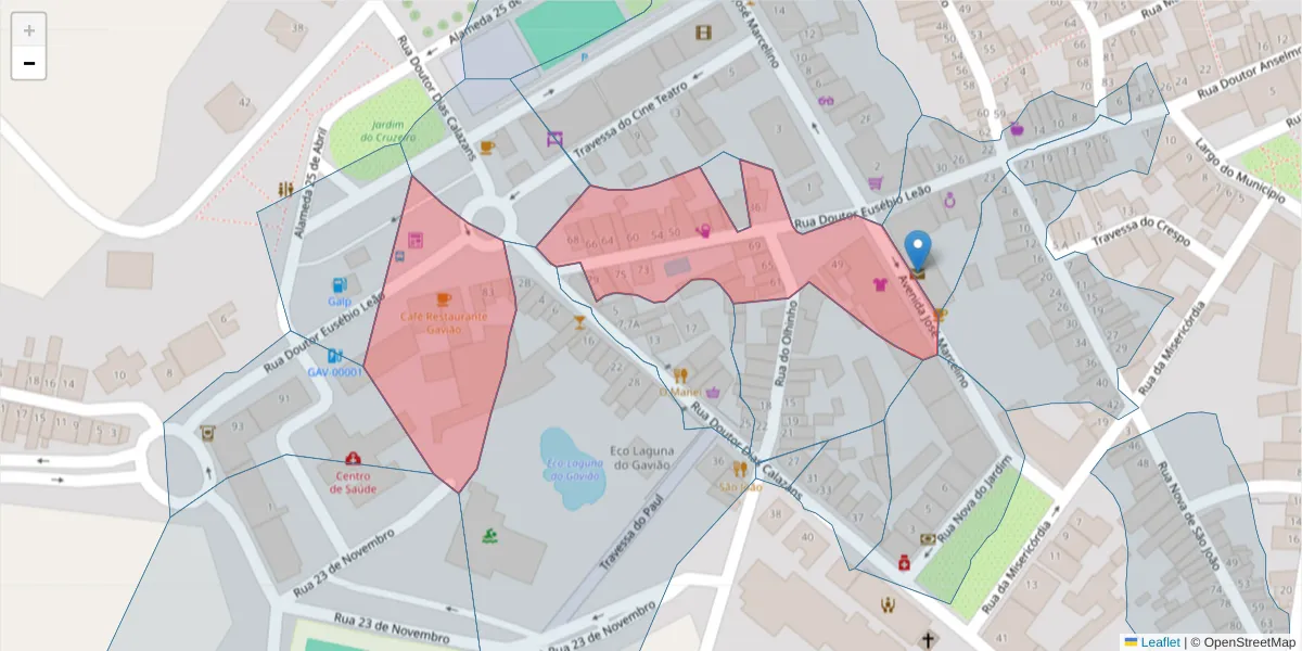 Mapa detalhado do código postal 6040-120 com limites, códigos postais vizinhos e agências dos correios