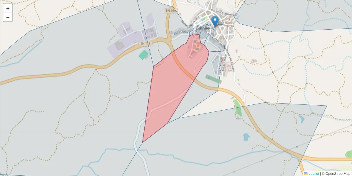 Mapa detalhado do código postal 6040-121 com limites, códigos postais vizinhos e agências dos correios