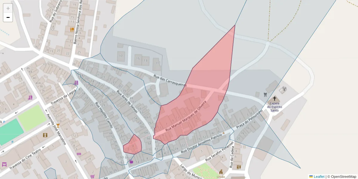Mapa detalhado do código postal 6040-123 com limites, códigos postais vizinhos e agências dos correios
