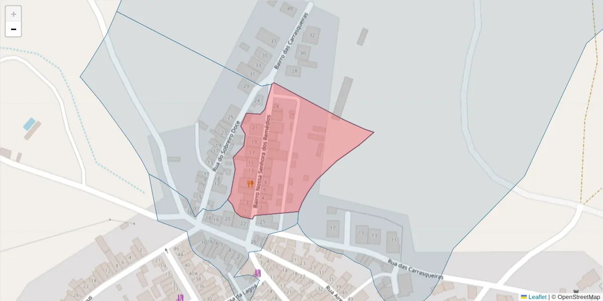 Mapa detalhado do código postal 6040-126 com limites, códigos postais vizinhos e agências dos correios