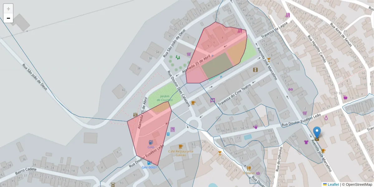 Mapa detalhado do código postal 6040-130 com limites, códigos postais vizinhos e agências dos correios