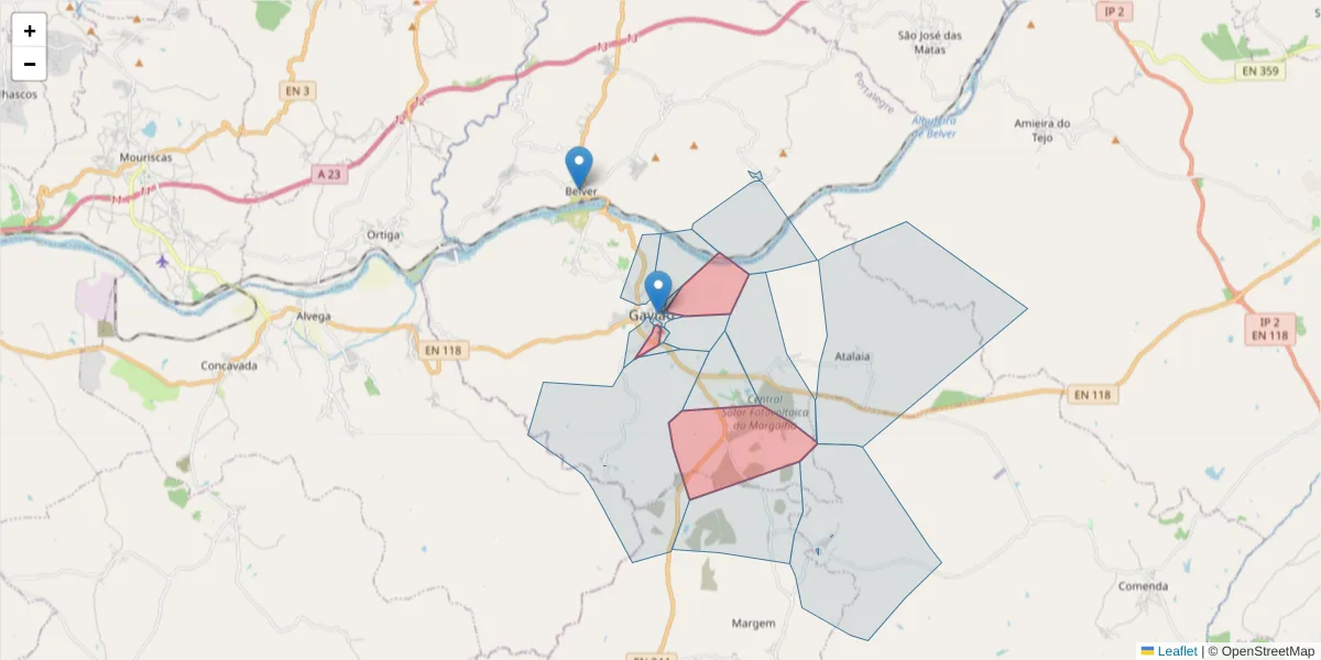 Mapa detalhado do código postal 6040-134 com limites, códigos postais vizinhos e agências dos correios