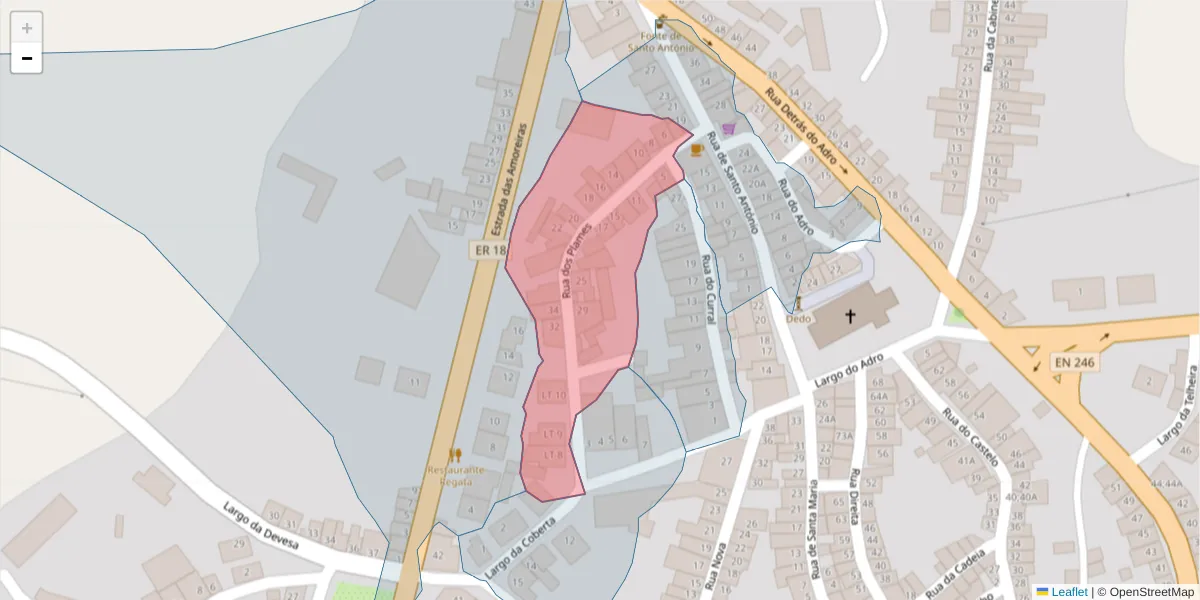 Mapa detalhado do código postal 6050-015 com limites, códigos postais vizinhos e agências dos correios