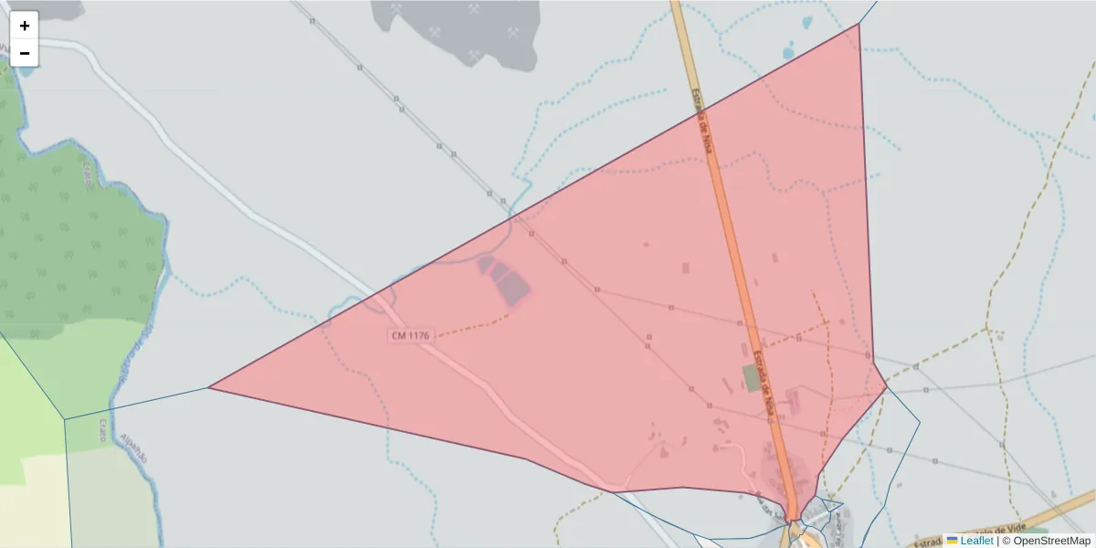 Mapa detalhado do código postal 6050-017 com limites, códigos postais vizinhos e agências dos correios