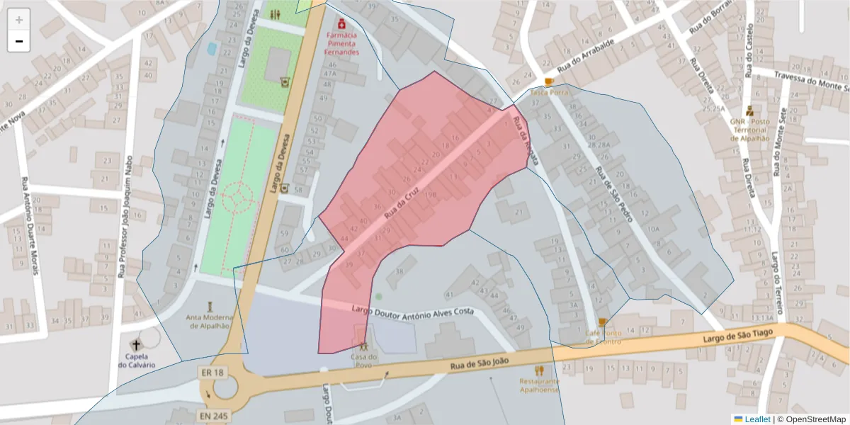 Mapa detalhado do código postal 6050-025 com limites, códigos postais vizinhos e agências dos correios