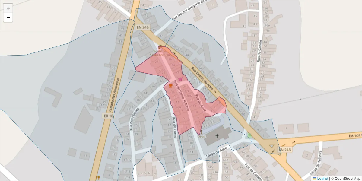Mapa detalhado do código postal 6050-036 com limites, códigos postais vizinhos e agências dos correios