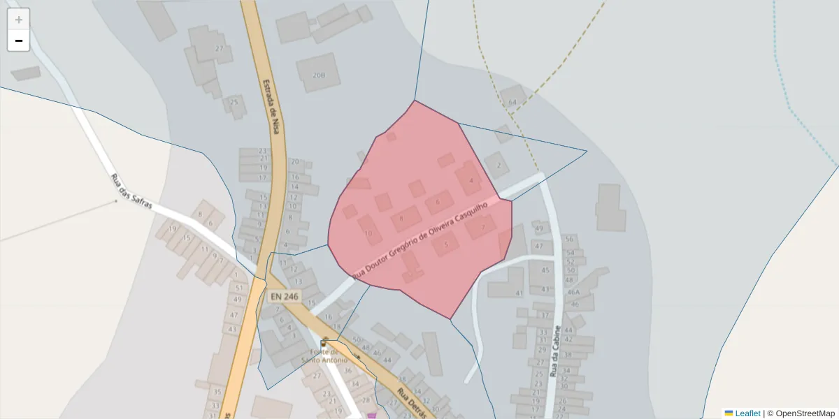 Mapa detalhado do código postal 6050-039 com limites, códigos postais vizinhos e agências dos correios
