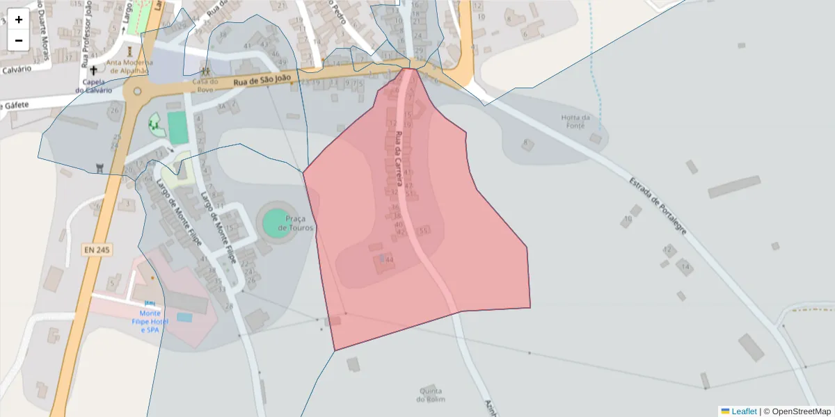 Mapa detalhado do código postal 6050-044 com limites, códigos postais vizinhos e agências dos correios