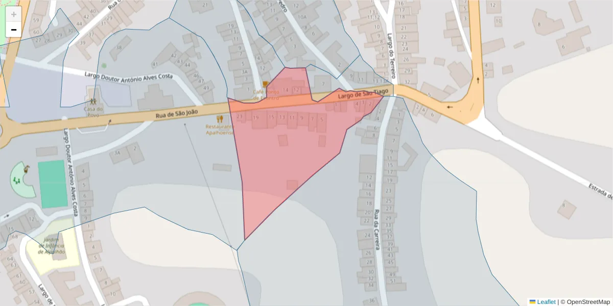 Mapa detalhado do código postal 6050-045 com limites, códigos postais vizinhos e agências dos correios
