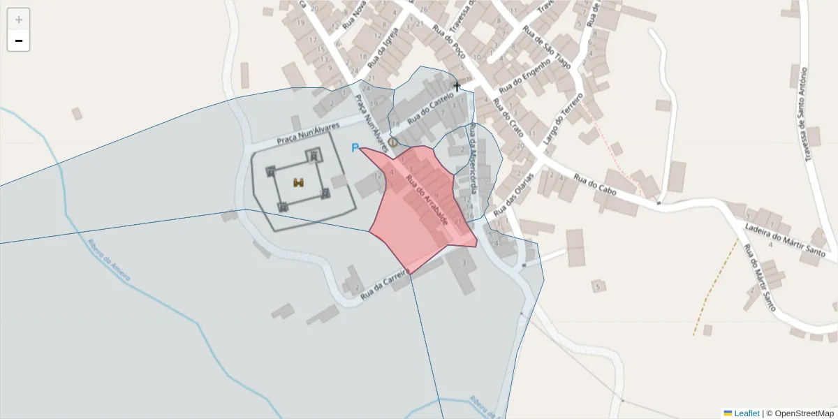 Mapa detalhado do código postal 6050-114 com limites, códigos postais vizinhos e agências dos correios