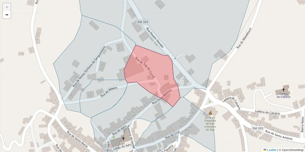 Mapa detalhado do código postal 6050-119 com limites, códigos postais vizinhos e agências dos correios