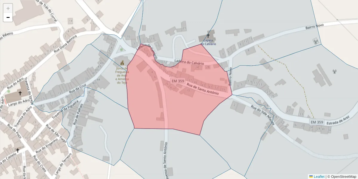 Mapa detalhado do código postal 6050-120 com limites, códigos postais vizinhos e agências dos correios