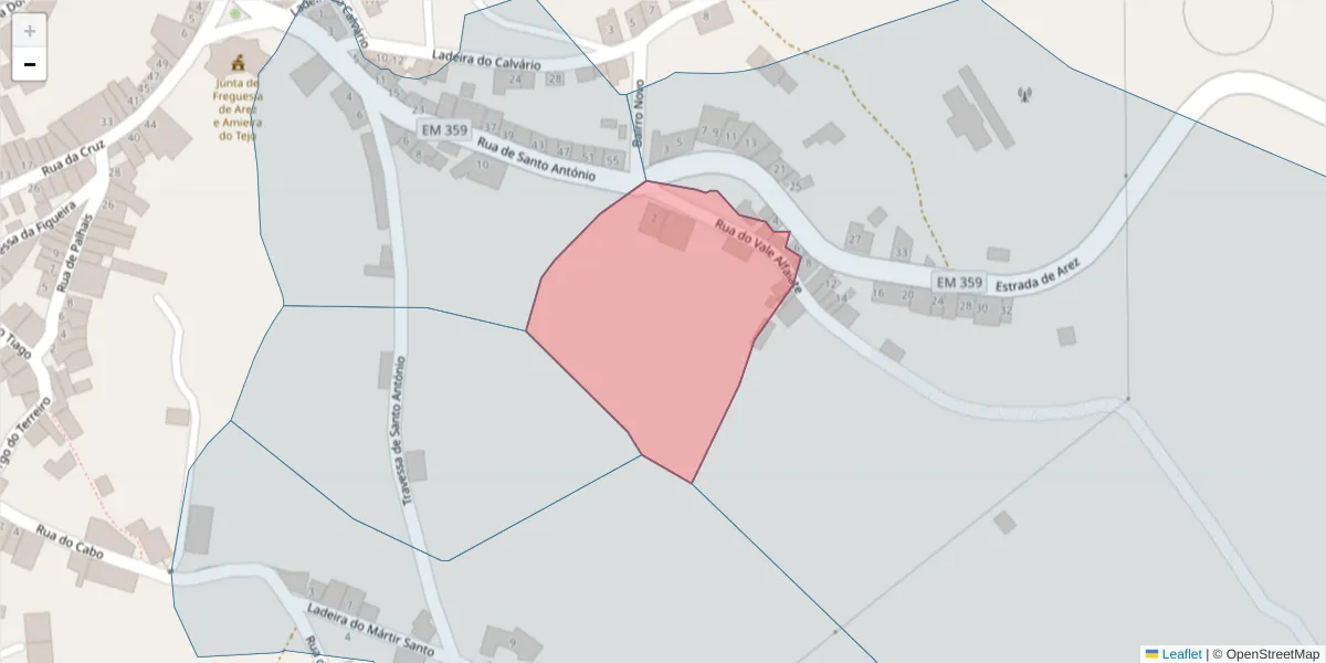Mapa detalhado do código postal 6050-121 com limites, códigos postais vizinhos e agências dos correios