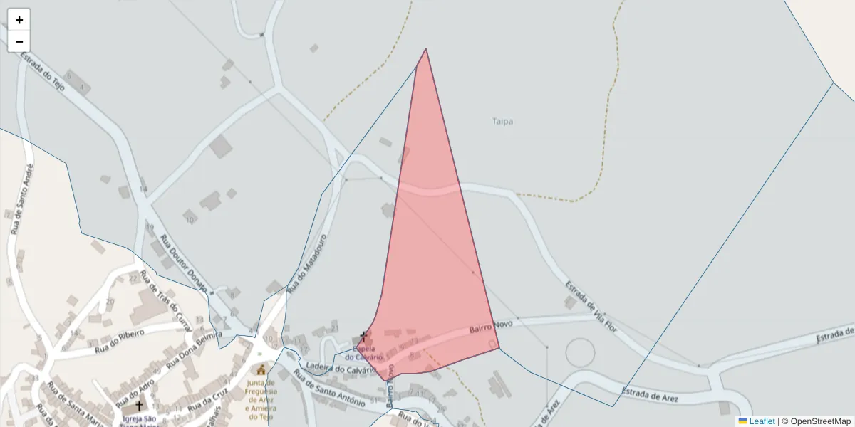 Mapa detalhado do código postal 6050-122 com limites, códigos postais vizinhos e agências dos correios