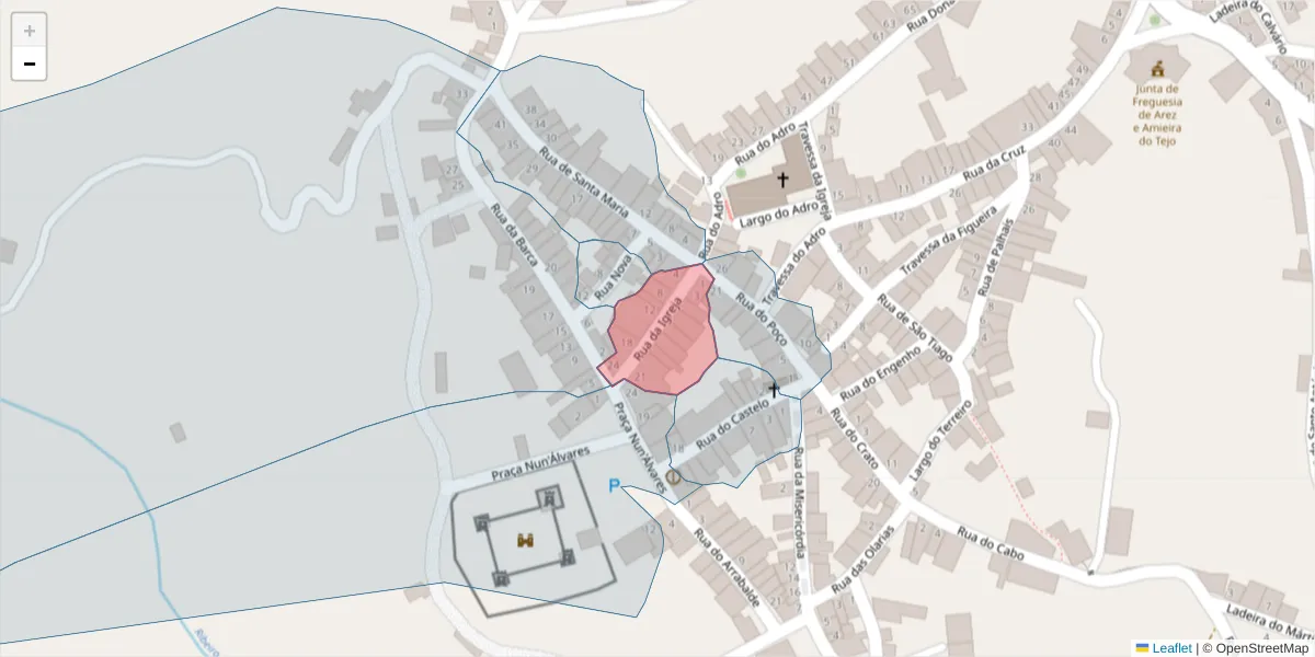 Mapa detalhado do código postal 6050-126 com limites, códigos postais vizinhos e agências dos correios