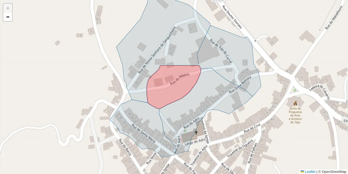 Mapa detalhado do código postal 6050-138 com limites, códigos postais vizinhos e agências dos correios