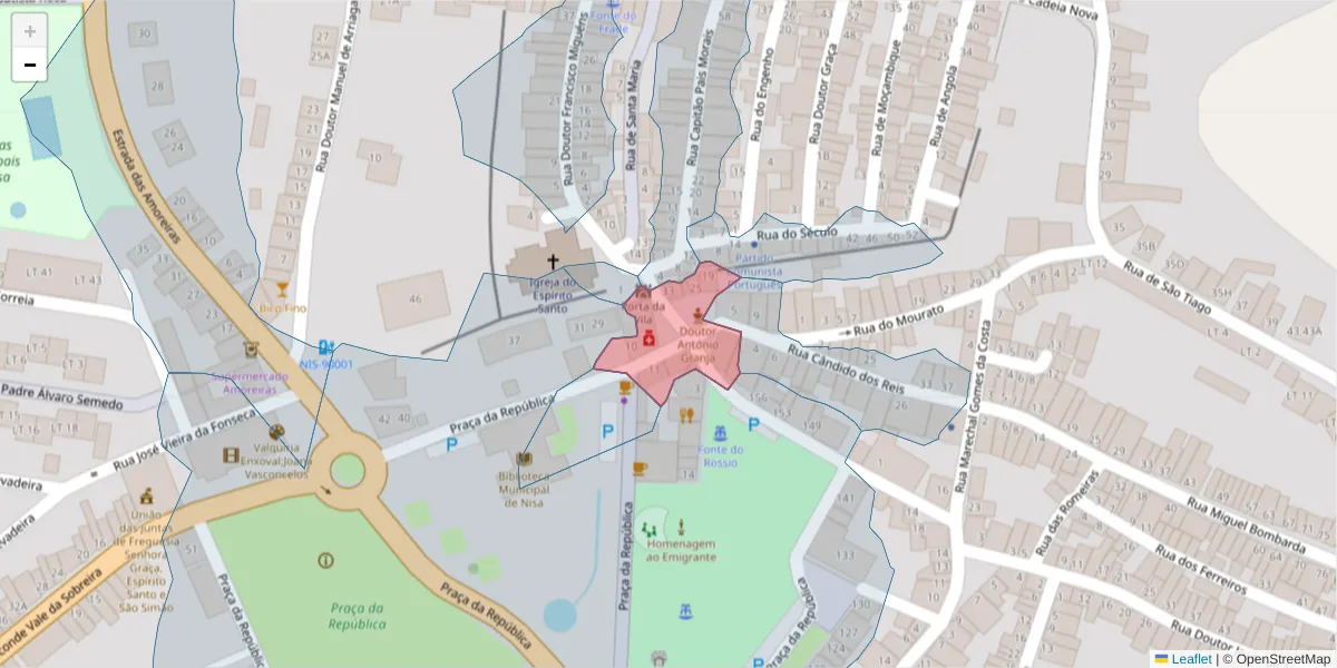 Mapa detalhado do código postal 6050-302 com limites, códigos postais vizinhos e agências dos correios