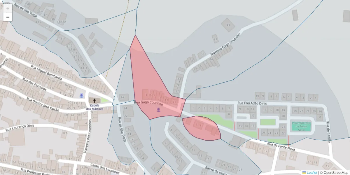 Mapa detalhado do código postal 6050-323 com limites, códigos postais vizinhos e agências dos correios