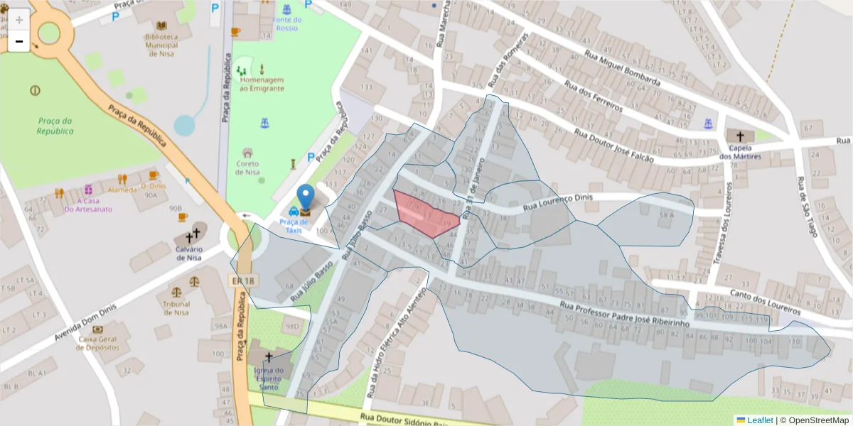 Mapa detalhado do código postal 6050-328 com limites, códigos postais vizinhos e agências dos correios