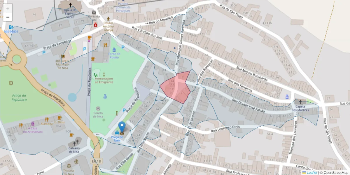 Mapa detalhado do código postal 6050-329 com limites, códigos postais vizinhos e agências dos correios