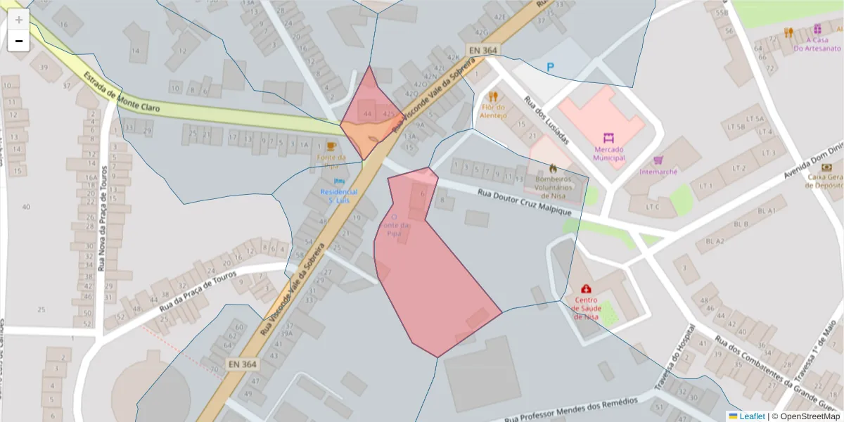Mapa detalhado do código postal 6050-349 com limites, códigos postais vizinhos e agências dos correios