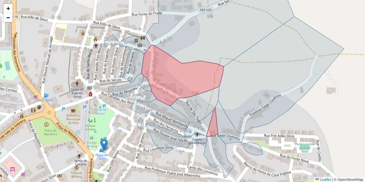 Mapa detalhado do código postal 6050-365 com limites, códigos postais vizinhos e agências dos correios