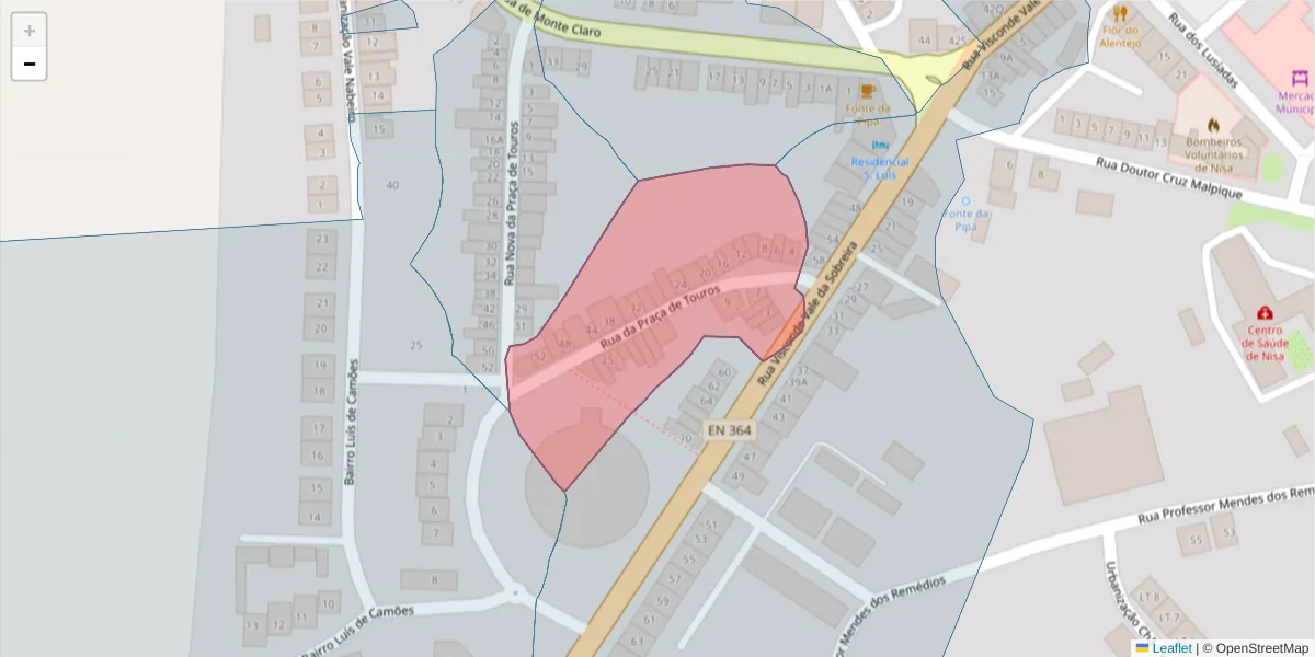 Mapa detalhado do código postal 6050-379 com limites, códigos postais vizinhos e agências dos correios