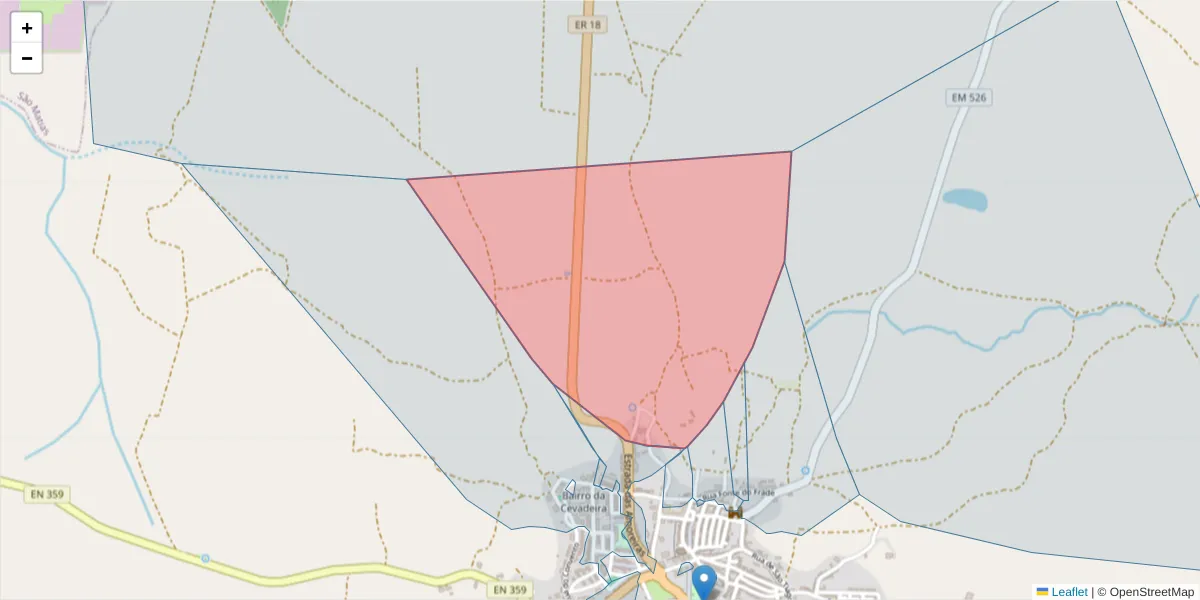 Mapa detalhado do código postal 6050-410 com limites, códigos postais vizinhos e agências dos correios
