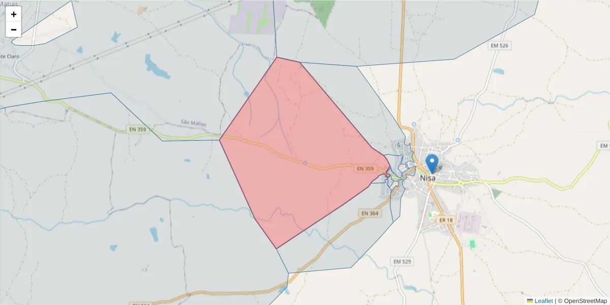 Mapa detalhado do código postal 6050-411 com limites, códigos postais vizinhos e agências dos correios