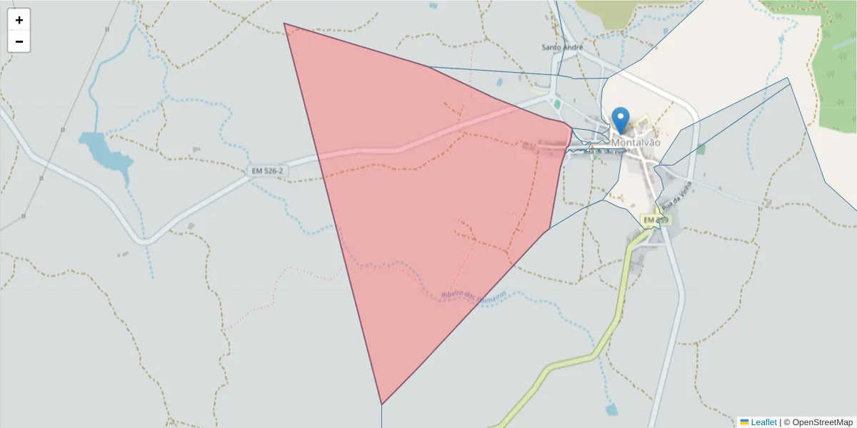 Mapa detalhado do código postal 6050-434 com limites, códigos postais vizinhos e agências dos correios