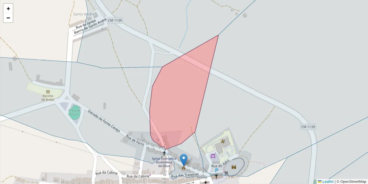Mapa detalhado do código postal 6050-439 com limites, códigos postais vizinhos e agências dos correios