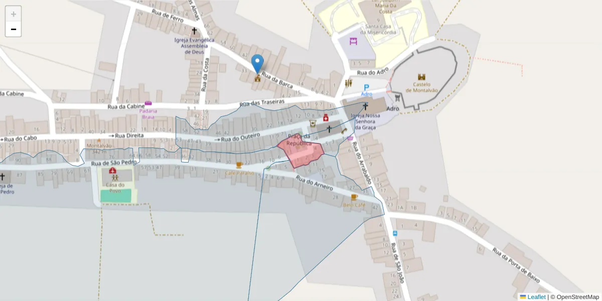 Mapa detalhado do código postal 6050-441 com limites, códigos postais vizinhos e agências dos correios