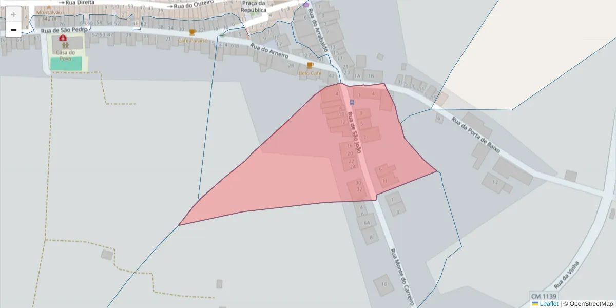 Mapa detalhado do código postal 6050-444 com limites, códigos postais vizinhos e agências dos correios
