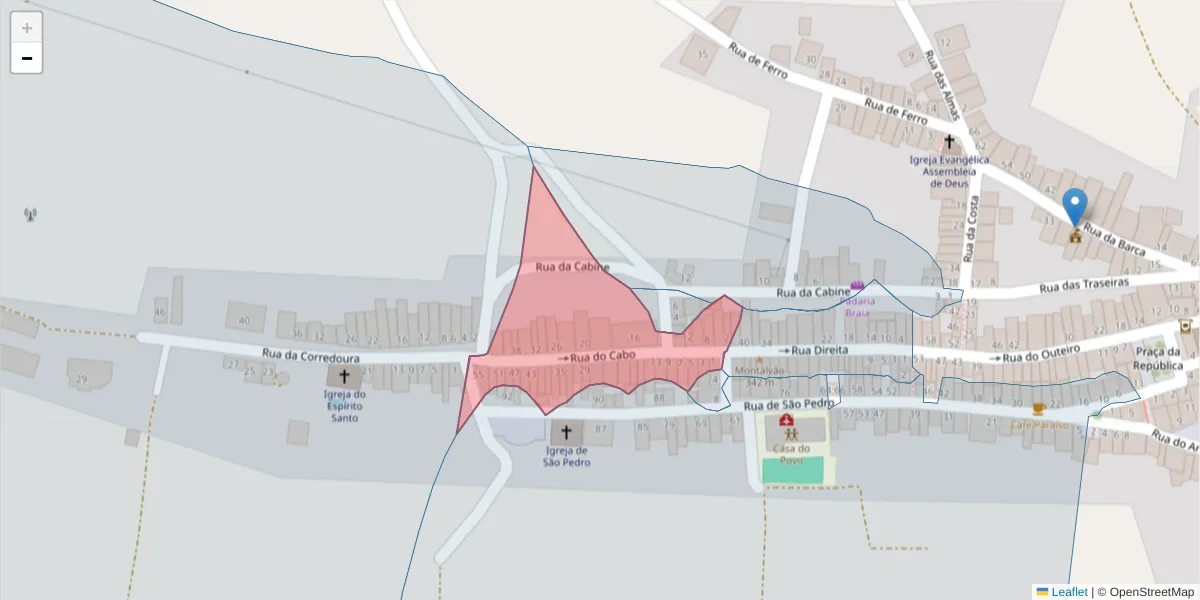 Mapa detalhado do código postal 6050-446 com limites, códigos postais vizinhos e agências dos correios