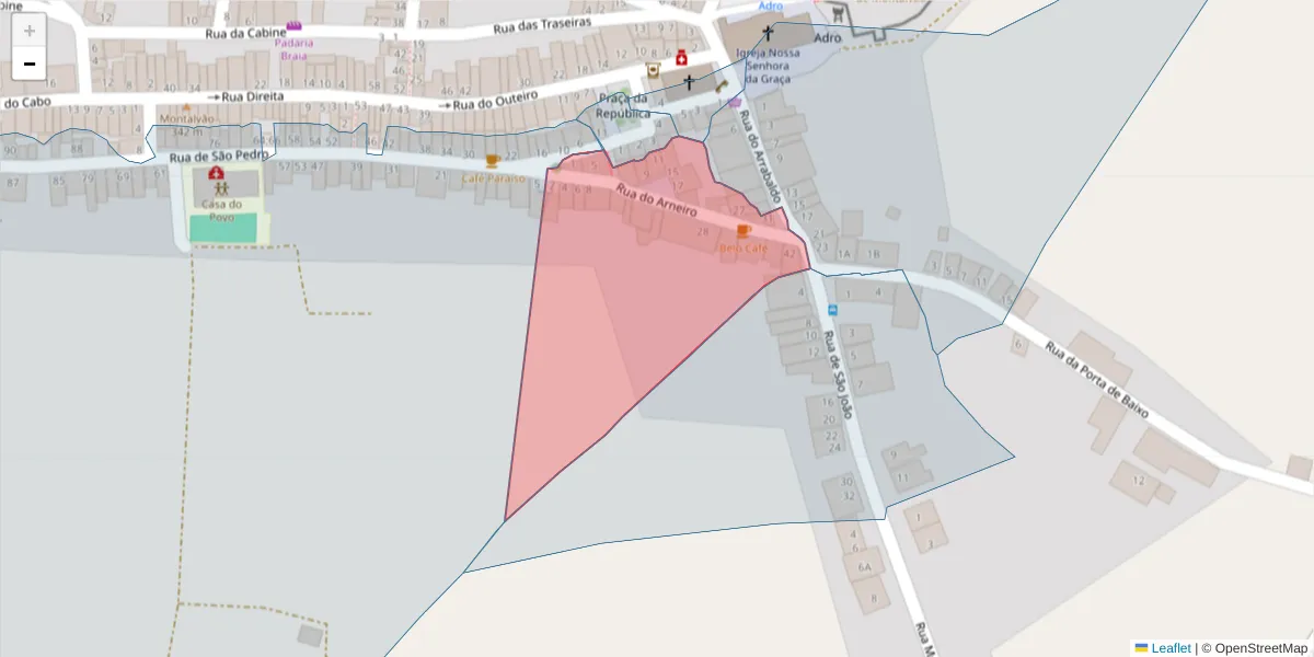 Mapa detalhado do código postal 6050-467 com limites, códigos postais vizinhos e agências dos correios