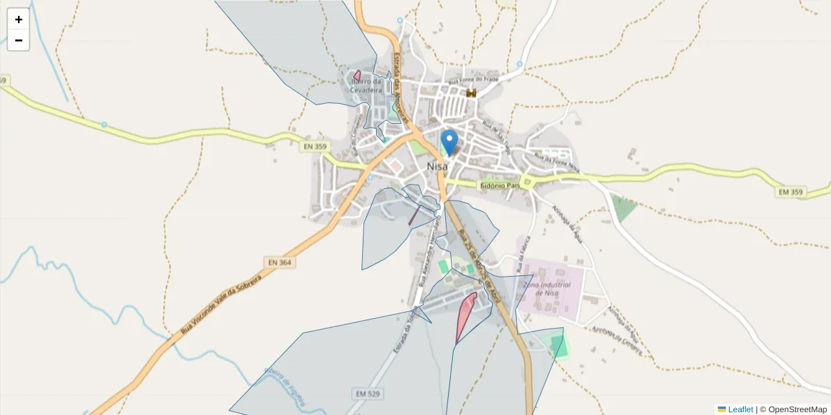 Mapa detalhado do código postal 6050-493 com limites, códigos postais vizinhos e agências dos correios