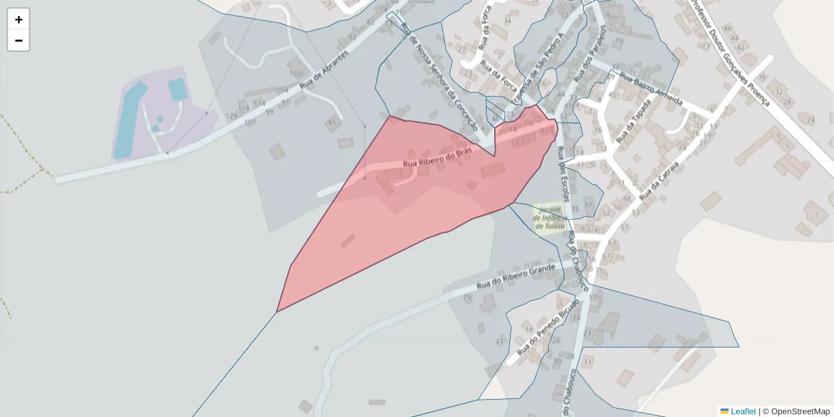 Mapa detalhado do código postal 6050-506 com limites, códigos postais vizinhos e agências dos correios