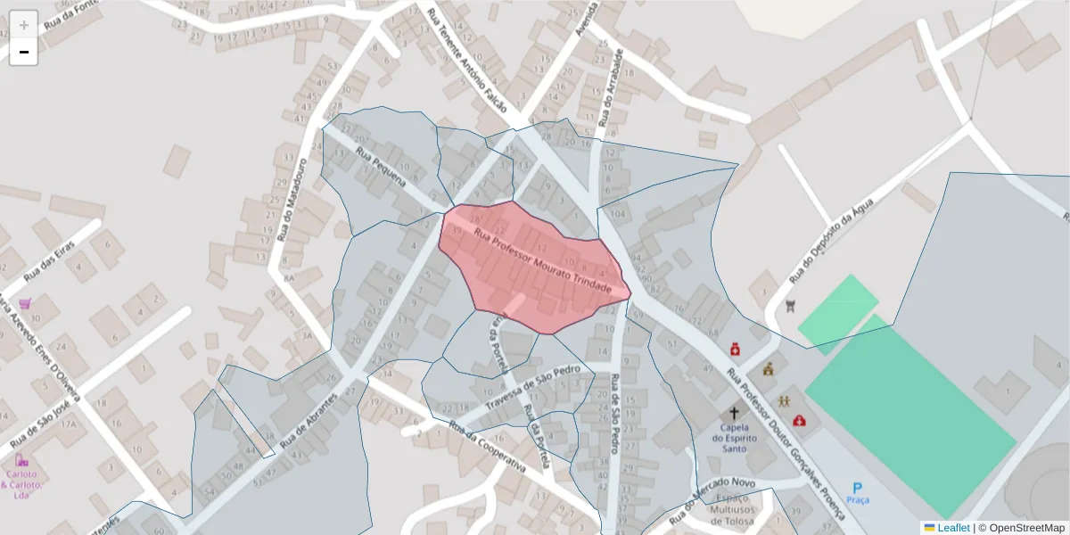 Mapa detalhado do código postal 6050-510 com limites, códigos postais vizinhos e agências dos correios