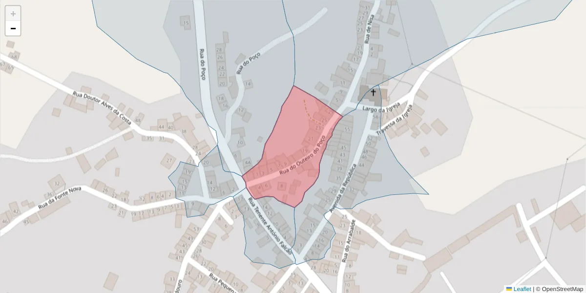 Mapa detalhado do código postal 6050-513 com limites, códigos postais vizinhos e agências dos correios