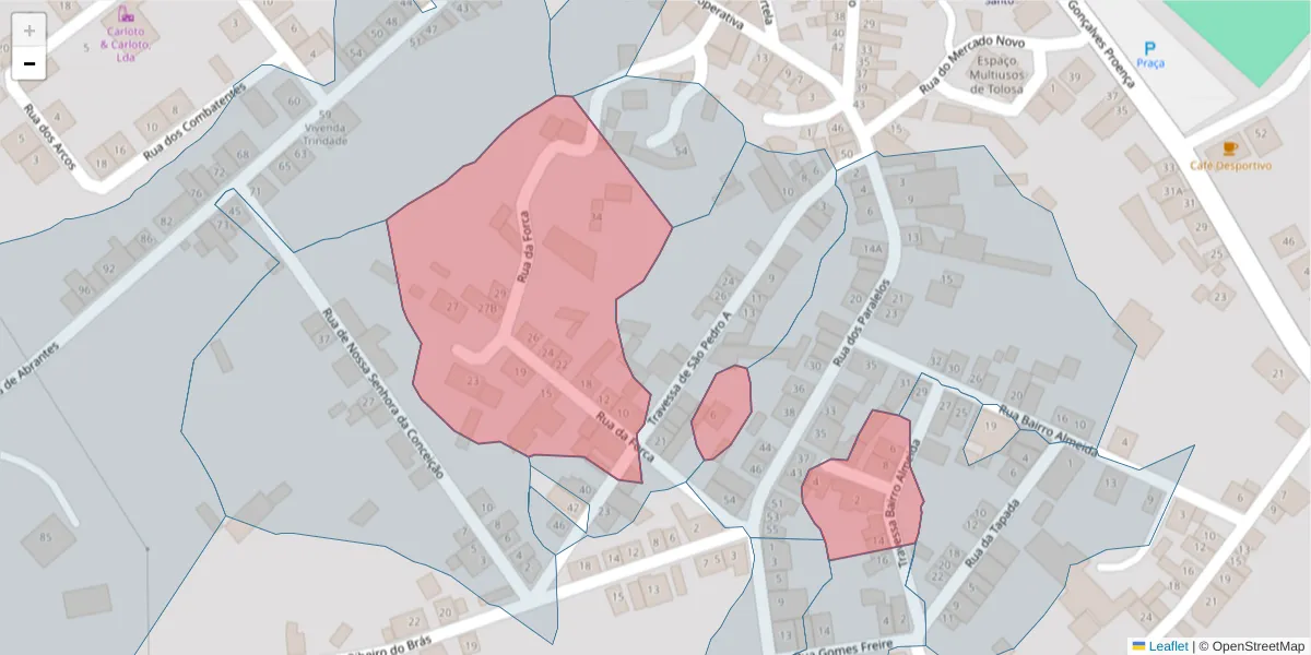 Mapa detalhado do código postal 6050-529 com limites, códigos postais vizinhos e agências dos correios