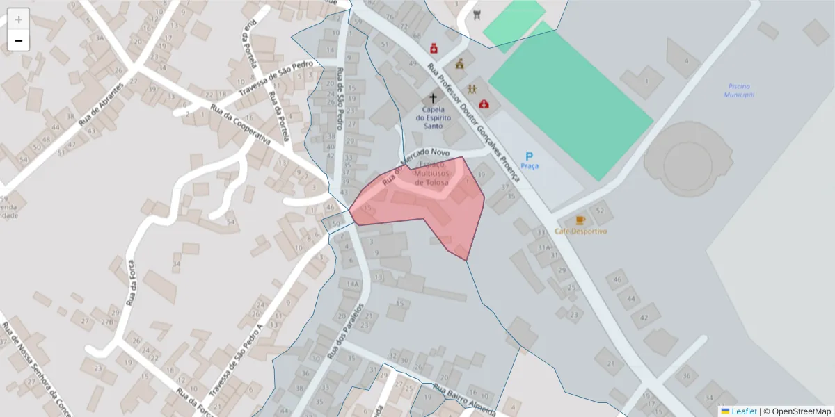 Mapa detalhado do código postal 6050-530 com limites, códigos postais vizinhos e agências dos correios