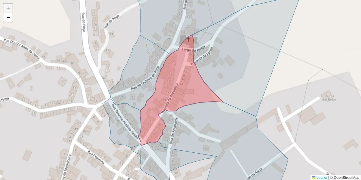 Mapa detalhado do código postal 6050-533 com limites, códigos postais vizinhos e agências dos correios